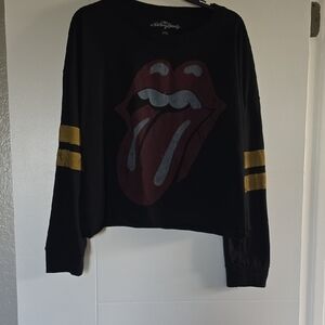 The Rolling Stones Black and Gold Women's Top
